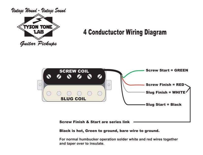 Four Conductor Humbucker Pickup Wiring Diagram – Tyson Tone Lab Guitar